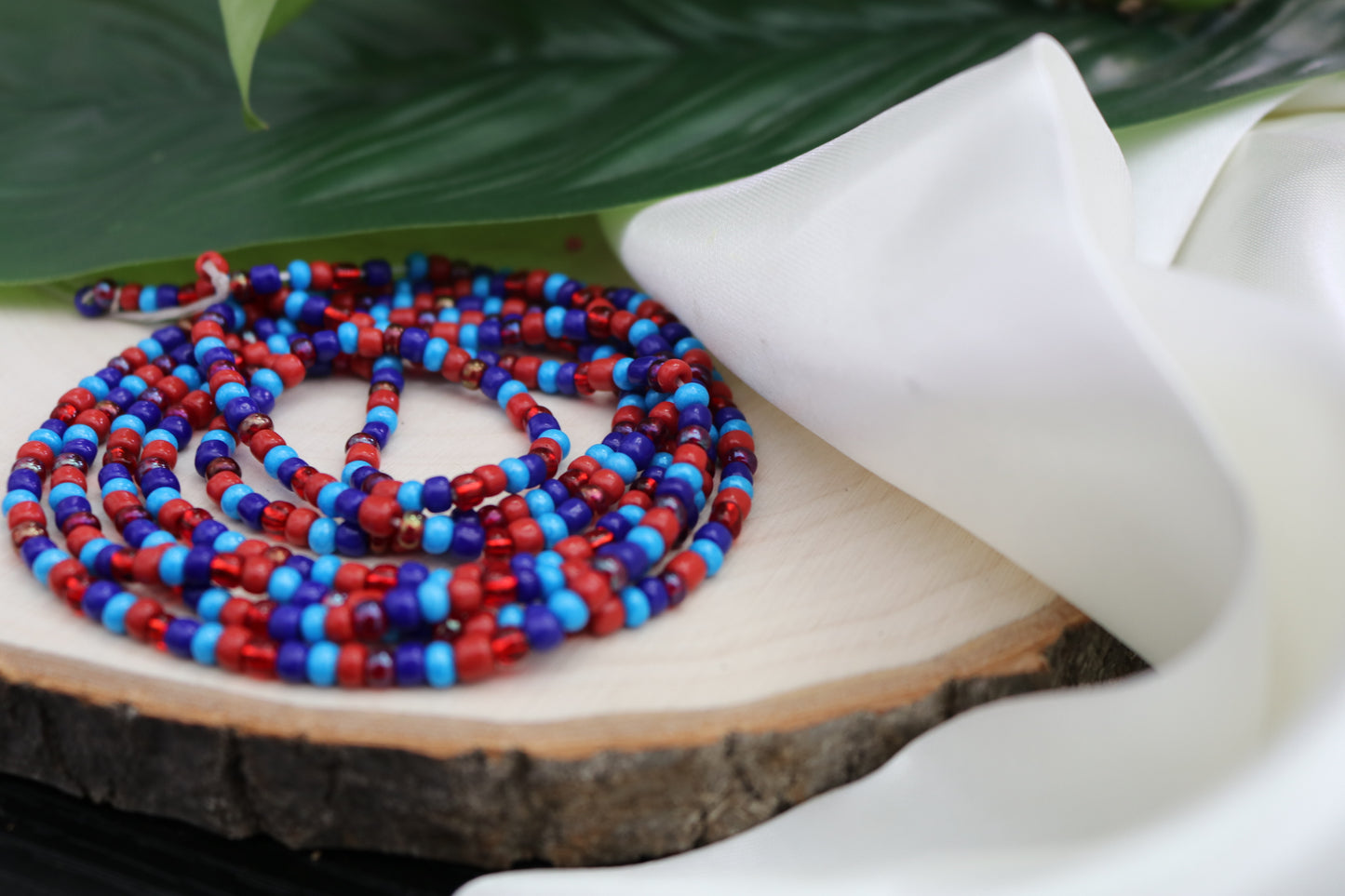 Red & Mixed Blue Multicolored Strand