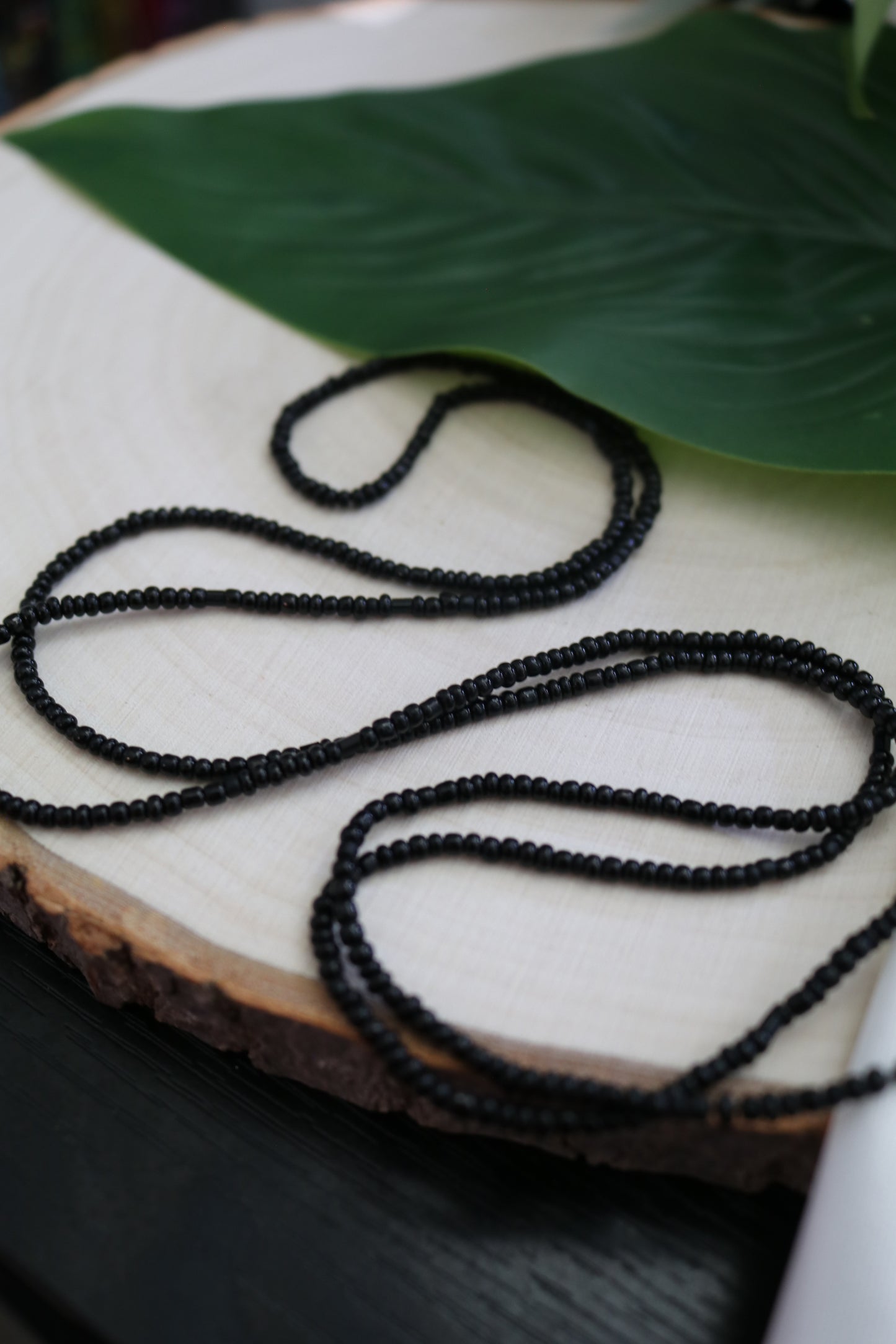 Solid Black Petit Bead Strand