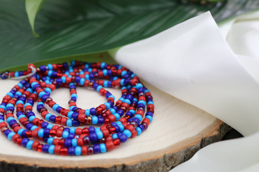 Red & Mixed Blue Multicolored Strand